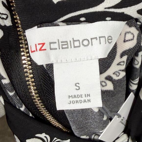 Liz Claiborne Top Women's Size Small Long Sleeve Black Scroll Mock Neck NWT - Picture 5 of 7